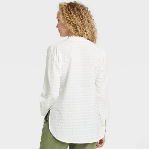 The Nines by Hatch Long Sleeve Pintuck Maternity Shirt White size XXL - Picture 2 of 9